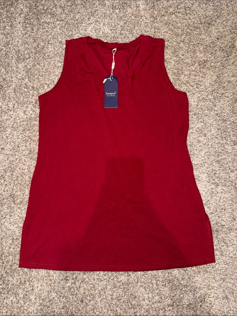 Sompel Sleeveless Red Tank Top
